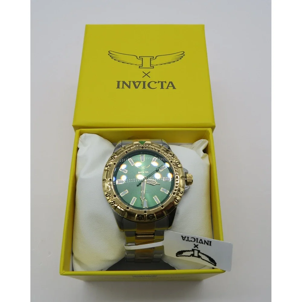 Invicta Specialty Mens Watch Two Tone Gold Silver Green Dial 39038 New in Box